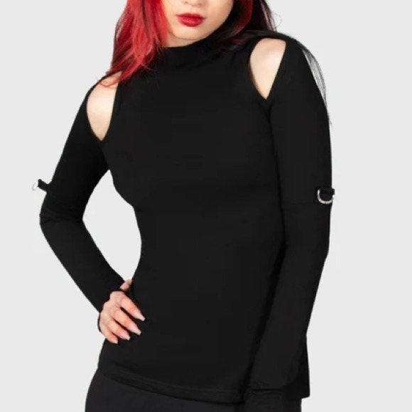 Killstar Tops - Killstar Nebula long sleeve black goth cutout grunge size small